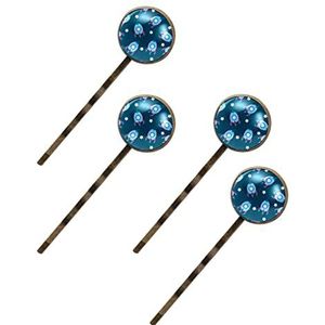 Cartoon Grappige Blauwe Raketten Patroon Print Haar Clips Voor Vrouwen Meisjes, 4 Pack Haar Haarspeldjes Bobby Pins Haarspelden Accessoires Geschenken