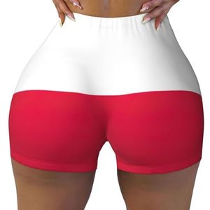 Jkkghll Poolse Vlag Print Workout Shorts Stijlvolle Fitness Training Zomer Workouts Gym Sessies Dagelijks Dragen, Zwart, S