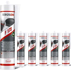 Teroson F173 duurzame elastische siliconenkit - hoogwaardig bouw-siliconen afdichtmiddel van Henkel, voor dak en muur, voor het afdichten van voegen, zwart, 6 x 300 ml