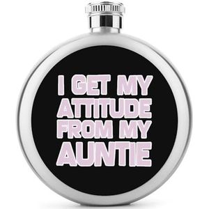 Get My Attitude from Auntie Heupfles 5 oz lekvrije drankfles roestvrij staal wijnfles voor bruiloft feest geschenken