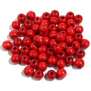 8 10 12 mm natuurlijke houten kraal groot gat losse afstandhouder ronde kraal voor sieraden maken diy ambachtelijke armband ketting speelgoedaccessoires-rood-12 mm 100 stuks