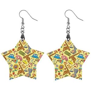 Giraffe Olifant Speelgoed Mode Leuke Oorbellen Grappig Geschilderd Houten Sieraden Geschenken Voor Vrouwen Abrikoos Vormige