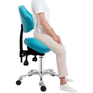 JAVPTAV Hydraulische gaslift zadelstoel met kantelsteun, ergonomische rolkruk Comfort Salonstoel, Heavy Duty zadelkruk voor tandheelkundige schoonheidsmassage (groen)