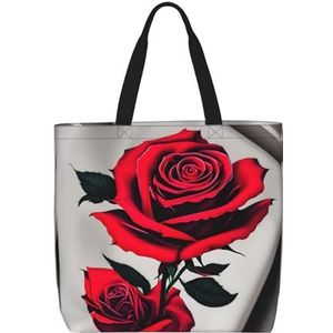 SSIMOO Bee Flying 1 stijlvolle rits boodschappentassen, schoudertas, de perfecte mix van stijl en gemak, Rode Rose1, Eén maat