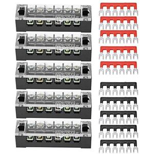 Schroefklem met dubbele rij, 6 posities, 600 V, 15 A, 12 stuks Terminals en kabelbomen