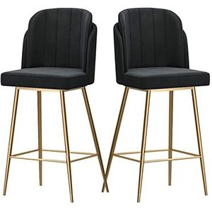 Barkruk barkruk stijlvolle barkrukken set van 2, moderne fluwelen barstoelen met rugleuning en voetenbank voor keuken, café diner, pub, zithoogte 65 cm