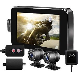 4,0 Inch Motorfiets-dashcam, Dubbele 1080P-camera, 140 ° Groothoek, Lusopname, Bedrade Bediening, WiFi, GPS, G-sensor, Max. 256 GB