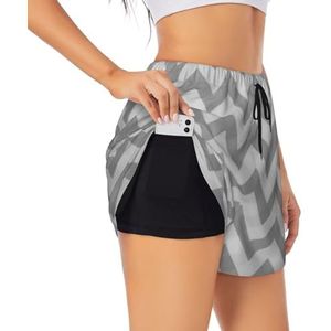 YQxwJL Grijze Golf Streep Print Atletische Hoge Taille Running Shorts Voor Vrouwen Sneldrogende Gym Workout Shorts Voor Zomer Casual, Zwart, XXL