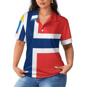 Noorse vlag dames poloshirts met korte mouwen casual T-shirts met kraag golfshirts sport blouses tops S