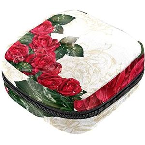 Rode Rose Maandverband Opbergtas Draagbare Periode Tas voor Vrouwen Tiener Meisjes Menstruatie Cup Pouch Verpleging Pad Houder