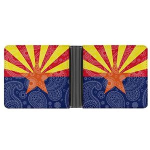 Arizona State Paisley vlag heren lederen portemonnee minimalistische blokkerende tweevoudige portefeuilles slanke portemonnee met 6 creditcards
