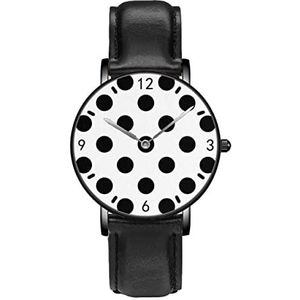 Zwart-wit Polka Dot Klassieke Patroon Horloges Persoonlijkheid Business Casual Horloges Mannen Vrouwen Quartz Analoge Horloges, Zwart