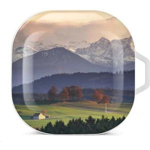 Winter Lente Landschap Oordopjes Hoesje Compatibel met Samsung Hard Shell Beschermhoes Wit-Stijl