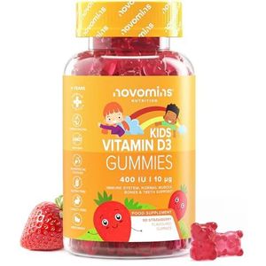 Vitamine D voor kinderen – Voedingssupplement voor 3 maanden – Vitaminen Kinderen – 90 kauwtabletten – Vegetarisch glutenvrij product van Novomins
