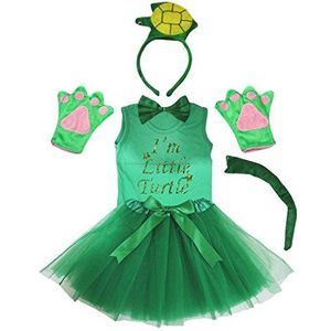 Petitebelle 3D Bowtie staarthandschoenen T-shirt rock 6 stuks meisje kostuum 3-4 ans 3d Vert Turtle