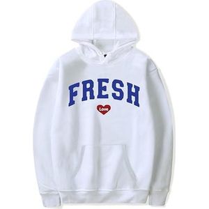 Fresh Love Merch Lange Mouw Mannen Vrouwen Hoodie Mode Streetwear Hip Hop Kleding, Wit, L