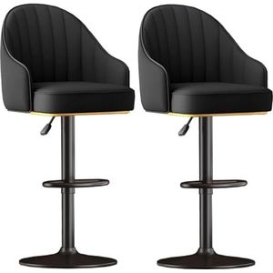 Barkrukken Barstoelen, Set Van 2 Barkrukken Op Tegenhoogte, Modern PU-leer, Verstelbare Draaibare Barkrukken, Barstoelen Voor De Keuken Keukenstoelen(Black)