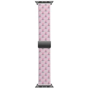 Solo Loop Band Compatibel met All Series Apple Watch 42/44/45/49mm (Pink Flamingo's 3) Elastische Siliconen Band Strap Accessoire, Siliconen, Geen edelsteen