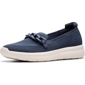 Clarks Dames Ezrinn Cove Loafer Plat, Navy Textiel, 9 UK