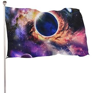 Big Bang Zonnestelsel Planeet Grappige Vlaggen Banner met Messing Doorvoertules voor Buiten Binnenshuis Tuin 35x59 inch
