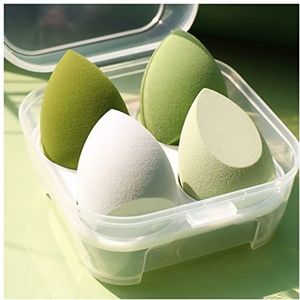 Poederdons 4 stks make-up blender cosmetische bladerdeeg make-up spons met opbergdoos fundering poeder spons schoonheid gereedschappen vrouwen make-up accessoires Gezicht poederdons (Size : Mix Green