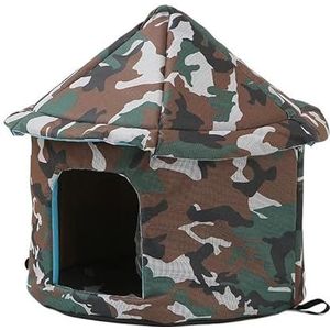 Kennel Hondenhuis Zacht huisdierbed Tent Binnen Buiten Afgesloten Slaapnestmand met verwijderbaar kussen Reishondaccessoire (Color : GreenCamouflage, Size : S 35X40)