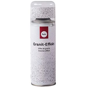Rayher 34434102 graniet-effectspray, spuitbus 200 ml, produceert een bedrieglijk echte graniet-look, wit/grijs
