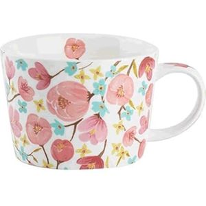 cups Romantische mokset, keramische koffiemok van 8,8 OZ, bedrukte koffiekop, multifunctionele ontbijtmok, geweldig cadeau for familievrienden koffie (Color : Pink)
