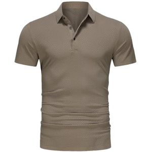 Dvbfufv Poloshirt met korte mouwen voor heren, golfshirt voor heren, lente en zomer, ademend T-shirt, Kaki, XL