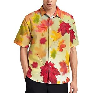 Herfst Esdoornbladeren Hawaiiaanse Shirt Voor Mannen Zomer Strand Casual Korte Mouw Button Down Shirts met Zak