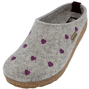 Haflinger pantoffels dames Grizzly Cuoricino 741031, grootte:39, kleur:Grijs