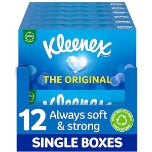 Kleenex Originele gezichtsweefsels - Pack van 12 tissuedoosjes - zachte weefsels voor dagelijks gebruik - zacht voor de huid van je gezin met een vleugje katoen