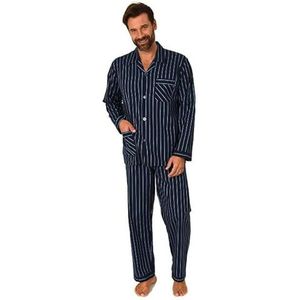 Normann Geweven pyjama voor heren, met knoopjes en strepen, Donkerblauw, 58