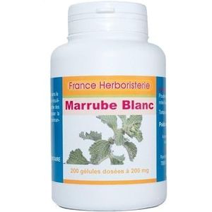 Witte marrobe capsules, 200 capsules, gedoseerd met 200 mg.