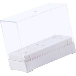 10 Gaten Nail Boren Houder Stand Organizer Case Display Box Wit