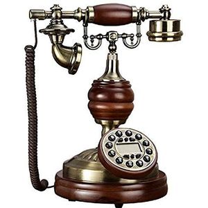 Massief houten metalen vintage vaste lijn retro knop telefoon relatiegeschenk, B.