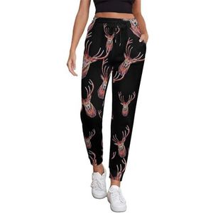 Rendier Hoofd Joggingbroek Voor Vrouwen Hoge Taille Joggers Casual Lounge Broek Met Zakken Voor Workout Running