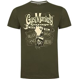 Gas Monkey Garage Mechanics Spanner Heren Heren Militaire Groen T-Shirt, Groen, XXL