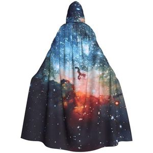 Womens Mens volledige lengte carnaval cape met capuchon cosplay kostuums mantel, 185 cm 3d Galaxy Space