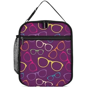 Kleurrijke Zonnebril Patroon Herbruikbare Lunch Bag Geïsoleerde Lunch Box Draagbare Koelere Zakken voor Mannen Vrouwen