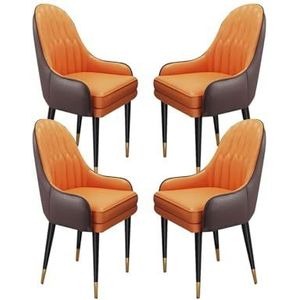 Eetkamerstoelen set van 4, Scandinavische moderne rugleuningstoel, keuken gestoffeerde accentstoelen met stevige metalen poten