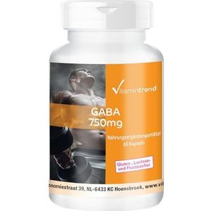 GABA 750mg - 60 capsules - vitamine trend - gamma-aminobutaanzuur - hoog gedoseerd - veganistisch - biologisch beschikbare supplementen uit Duitsland | Vitamintrend®