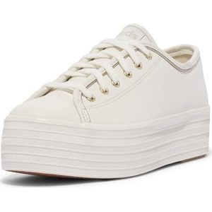 Keds Drievoudige leren sneakers voor dames, Wit Goud, 41.5 EU