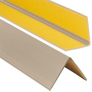 ProfiPVC hoek 50x50mm, 130cm - PVC bescherming van hoeken en randen, Profiel PVC voor trappen, wanden en andere toepassingen, zelf klevende, anti-slip, eenvoudig te monteren - Beige