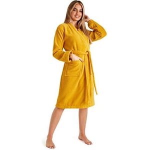 CityComfort Badjassen voor vrouwen katoenen badstof ochtendjas, Mosterd, S