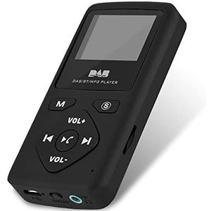 Richer-R DAB Pocket digitale radio, draagbare 1,8-inch LCD DAB/DAB+ Pocket Digital Radio Bluetooth MP3-speler, mini digitale radio speler met hoofdtelefoon FM-transmitterfunctie zwart