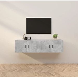 CBLDF Meubelsets-Wandgemonteerde TV-kasten 2 stuks Beton Grijs 80x34,5x40 cm