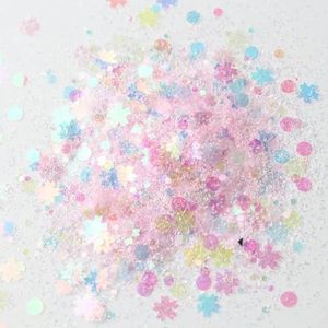 10 ml / 1 blik droom holografisch pigmentpoeder nagellak pailletten nagelkunst pailletten gemengde vorm polyester film manicure decoratie-roze 10 ml