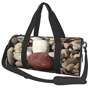 Sea Pebble Rocks Stones Reizen Duffel Bag Gym Tote Bag Lichtgewicht Bagage Tas voor Weekender Sport Vakantie, Zwart, One Size, Zwart, Eén maat