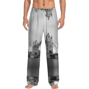 Spectaculaire Bridge Heren Lange Lounge Wear Broek Nachtkleding Pyjama Bottoms Nachtkleding Nachtkleding Met Zakken En Trekkoord, Wit, S